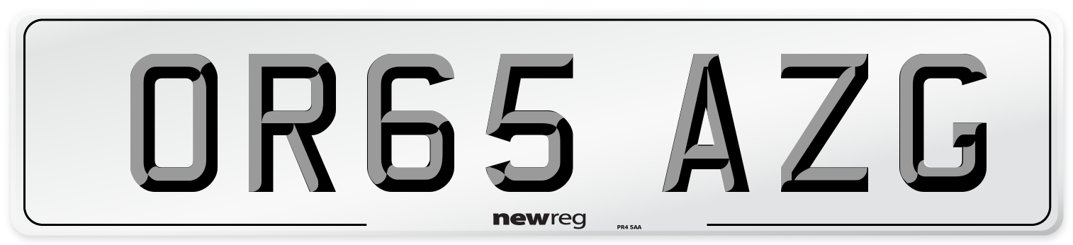 OR65 AZG Number Plate from New Reg